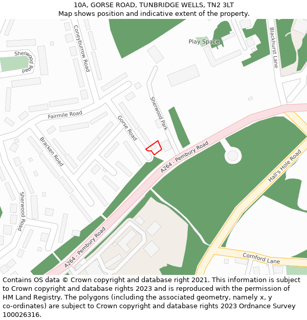 10A, GORSE ROAD, TUNBRIDGE WELLS, TN2 3LT: Location map and indicative extent of plot