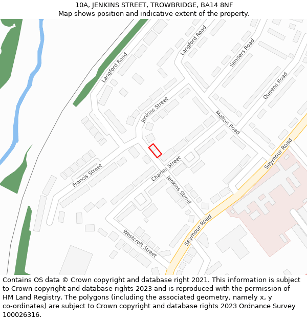 10A, JENKINS STREET, TROWBRIDGE, BA14 8NF: Location map and indicative extent of plot