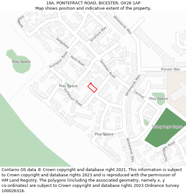 10A, PONTEFRACT ROAD, BICESTER, OX26 1AP: Location map and indicative extent of plot