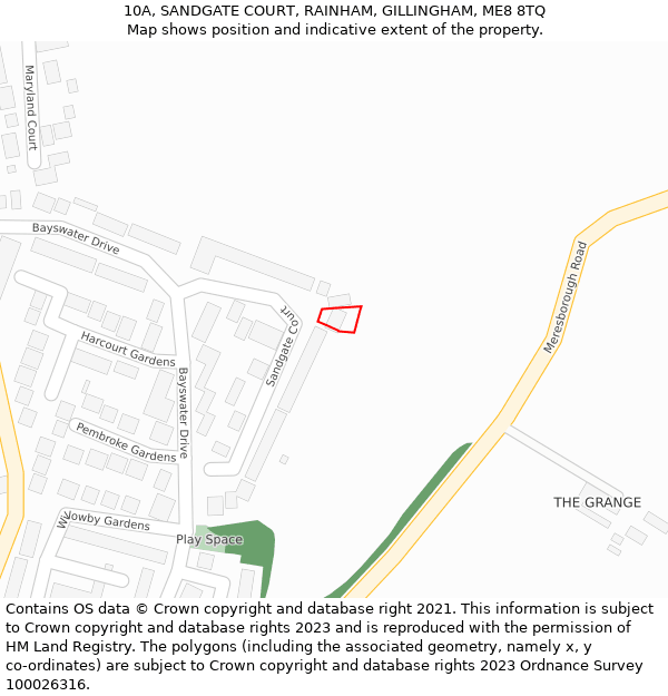 10A, SANDGATE COURT, RAINHAM, GILLINGHAM, ME8 8TQ: Location map and indicative extent of plot