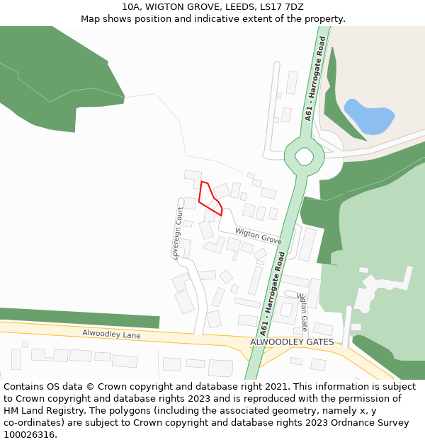 10A, WIGTON GROVE, LEEDS, LS17 7DZ: Location map and indicative extent of plot