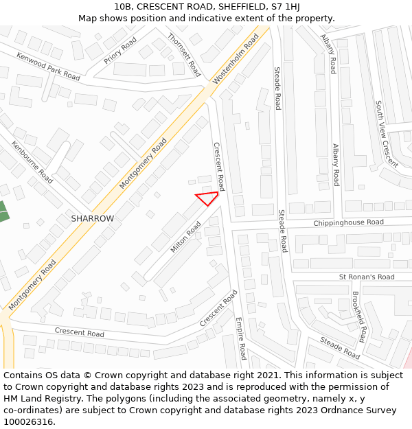 10B, CRESCENT ROAD, SHEFFIELD, S7 1HJ: Location map and indicative extent of plot