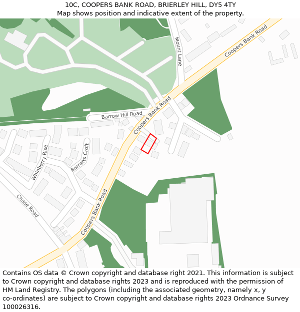 10C, COOPERS BANK ROAD, BRIERLEY HILL, DY5 4TY: Location map and indicative extent of plot