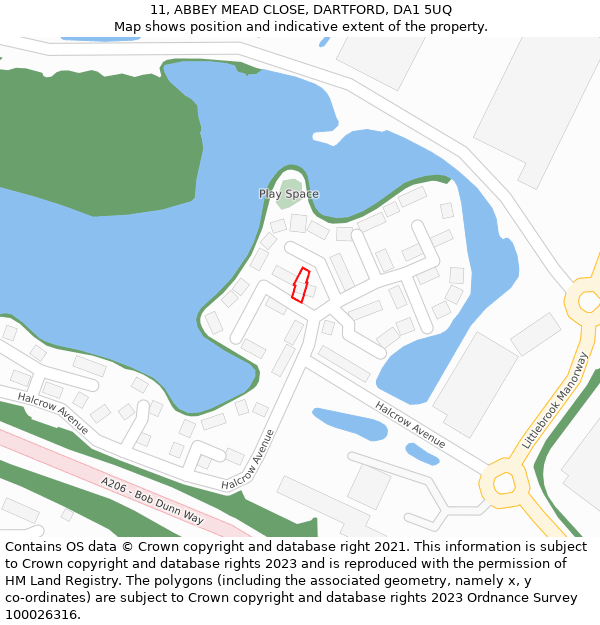 11, ABBEY MEAD CLOSE, DARTFORD, DA1 5UQ: Location map and indicative extent of plot