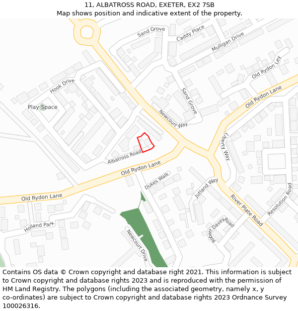 11, ALBATROSS ROAD, EXETER, EX2 7SB: Location map and indicative extent of plot