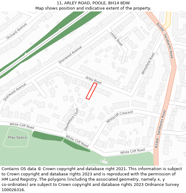 11, ARLEY ROAD, POOLE, BH14 8DW: Location map and indicative extent of plot