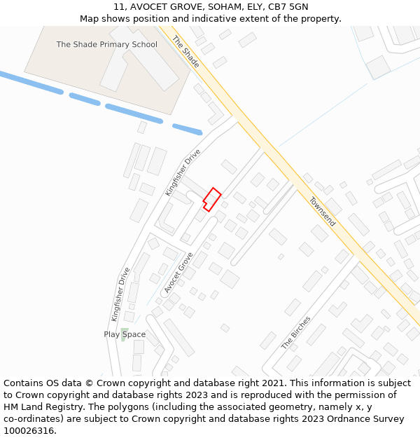 11, AVOCET GROVE, SOHAM, ELY, CB7 5GN: Location map and indicative extent of plot