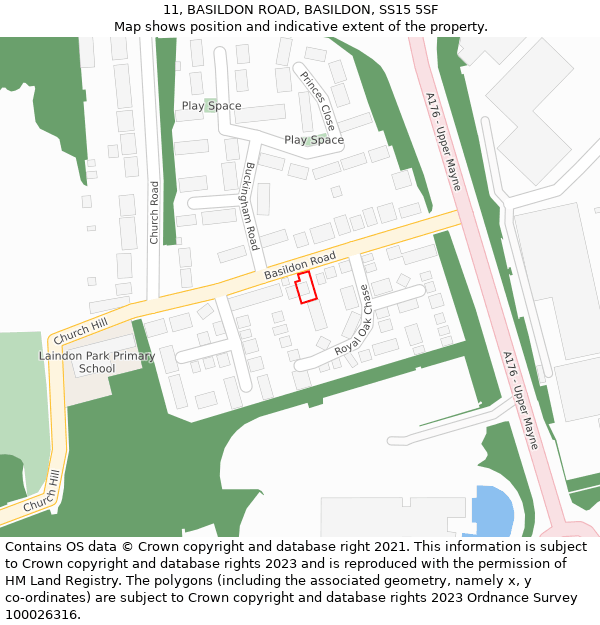 11, BASILDON ROAD, BASILDON, SS15 5SF: Location map and indicative extent of plot
