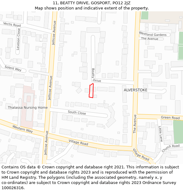 11, BEATTY DRIVE, GOSPORT, PO12 2JZ: Location map and indicative extent of plot