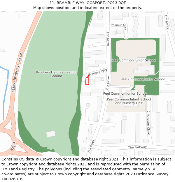 11, BRAMBLE WAY, GOSPORT, PO13 0QE: Location map and indicative extent of plot