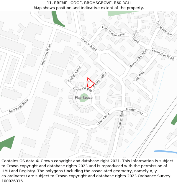 11, BREME LODGE, BROMSGROVE, B60 3GH: Location map and indicative extent of plot