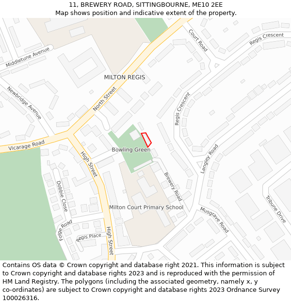 11, BREWERY ROAD, SITTINGBOURNE, ME10 2EE: Location map and indicative extent of plot