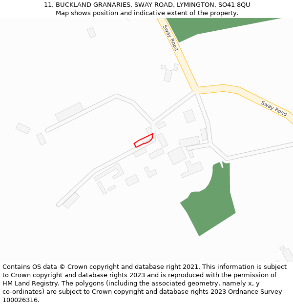 11, BUCKLAND GRANARIES, SWAY ROAD, LYMINGTON, SO41 8QU: Location map and indicative extent of plot