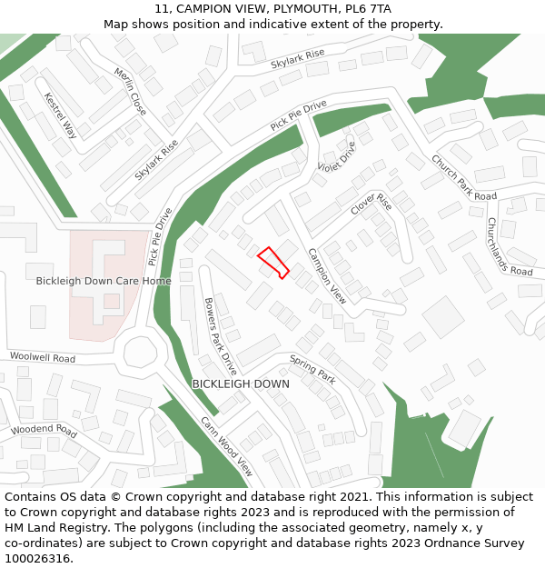 11, CAMPION VIEW, PLYMOUTH, PL6 7TA: Location map and indicative extent of plot