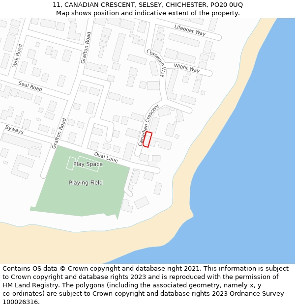 11, CANADIAN CRESCENT, SELSEY, CHICHESTER, PO20 0UQ: Location map and indicative extent of plot