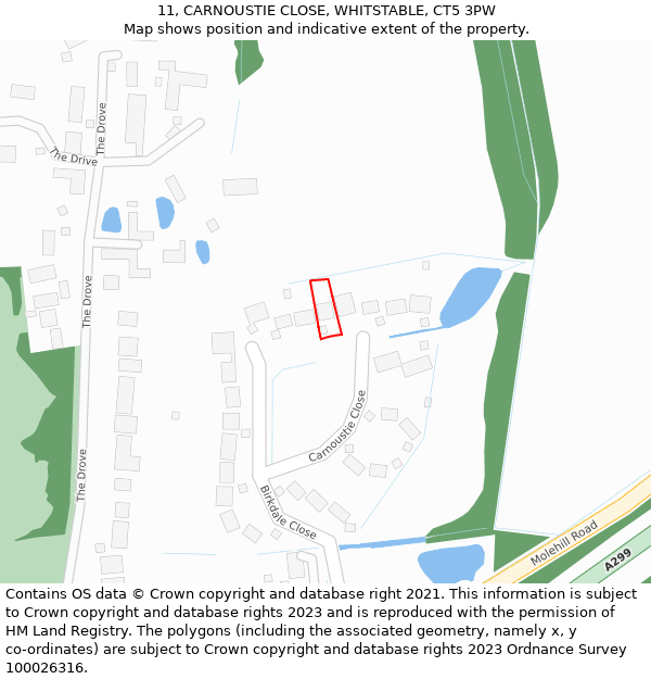 11, CARNOUSTIE CLOSE, WHITSTABLE, CT5 3PW: Location map and indicative extent of plot