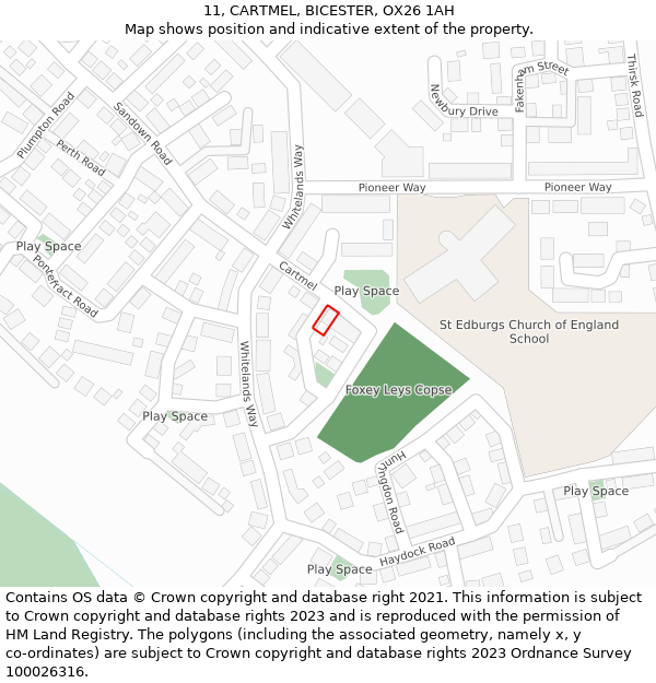 11, CARTMEL, BICESTER, OX26 1AH: Location map and indicative extent of plot