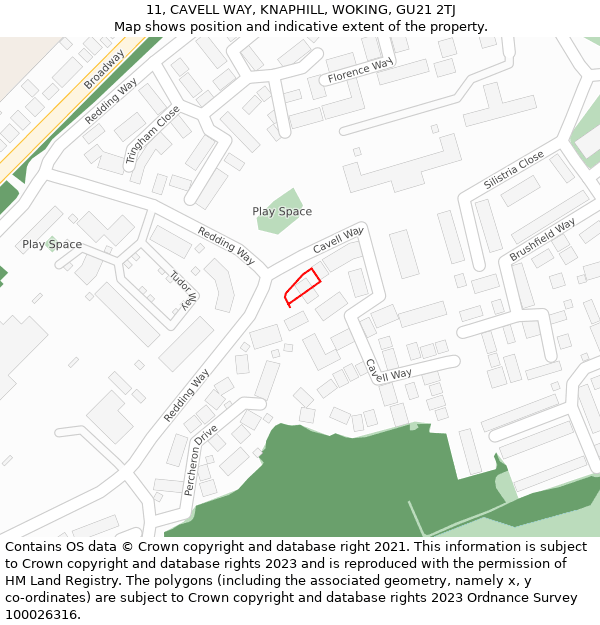 11, CAVELL WAY, KNAPHILL, WOKING, GU21 2TJ: Location map and indicative extent of plot