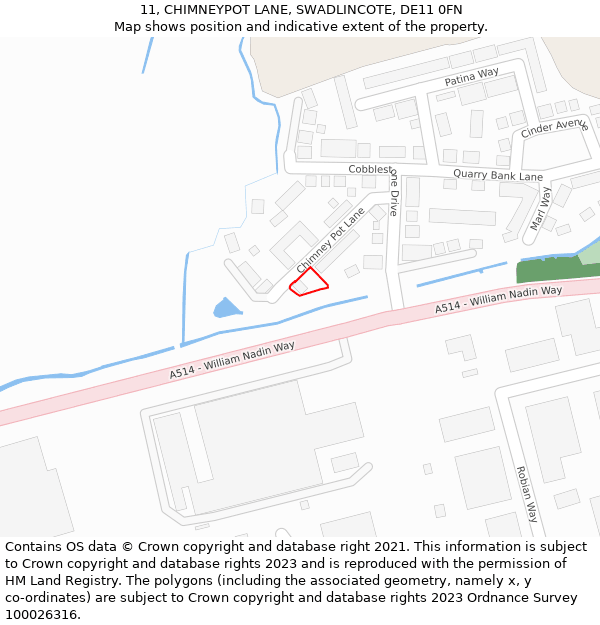 11, CHIMNEYPOT LANE, SWADLINCOTE, DE11 0FN: Location map and indicative extent of plot