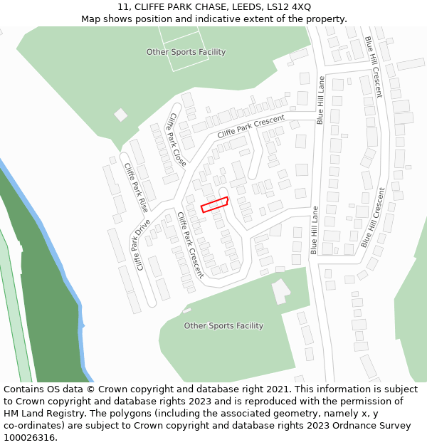 11, CLIFFE PARK CHASE, LEEDS, LS12 4XQ: Location map and indicative extent of plot