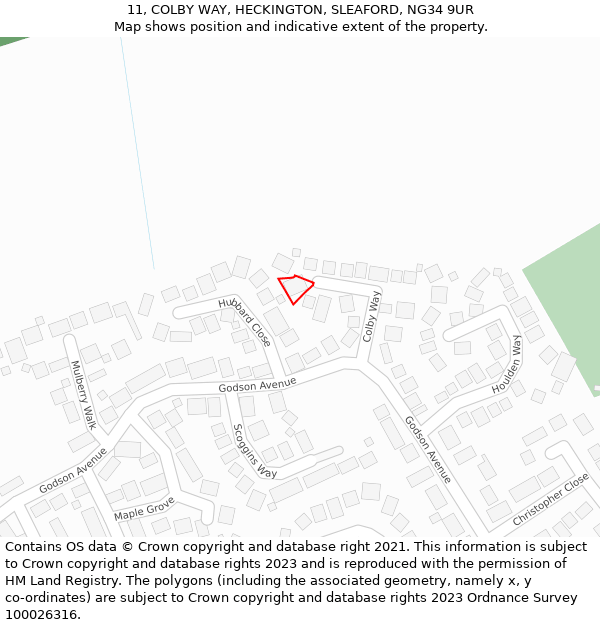 11, COLBY WAY, HECKINGTON, SLEAFORD, NG34 9UR: Location map and indicative extent of plot