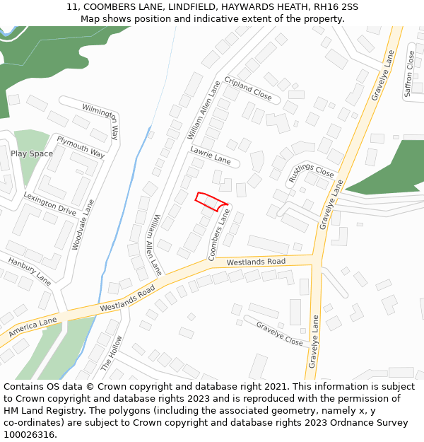 11, COOMBERS LANE, LINDFIELD, HAYWARDS HEATH, RH16 2SS: Location map and indicative extent of plot