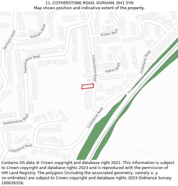 11, COTHERSTONE ROAD, DURHAM, DH1 5YN: Location map and indicative extent of plot
