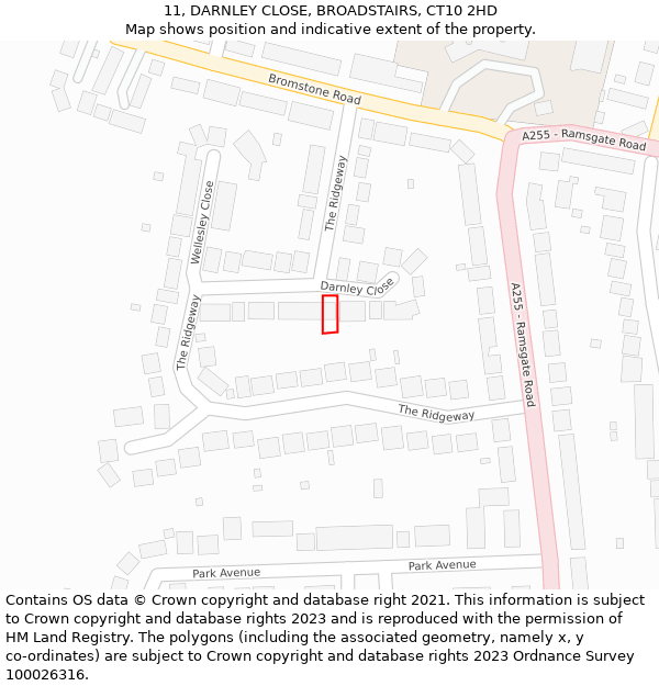 11, DARNLEY CLOSE, BROADSTAIRS, CT10 2HD: Location map and indicative extent of plot