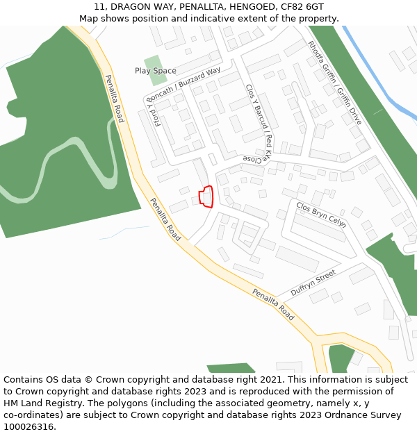 11, DRAGON WAY, PENALLTA, HENGOED, CF82 6GT: Location map and indicative extent of plot