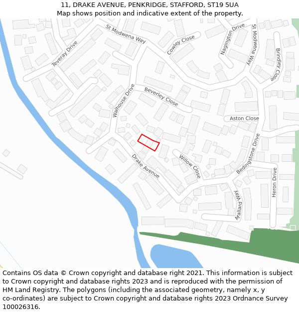 11, DRAKE AVENUE, PENKRIDGE, STAFFORD, ST19 5UA: Location map and indicative extent of plot