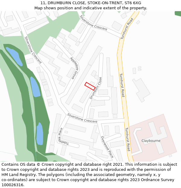 11, DRUMBURN CLOSE, STOKE-ON-TRENT, ST6 6XG: Location map and indicative extent of plot