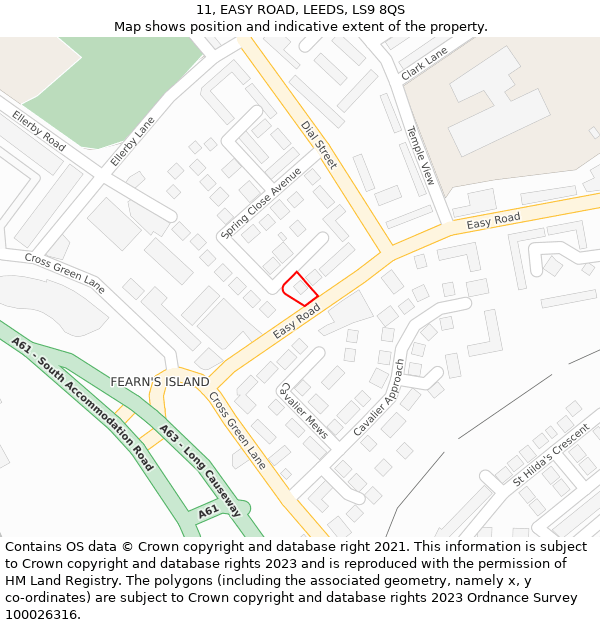11, EASY ROAD, LEEDS, LS9 8QS: Location map and indicative extent of plot