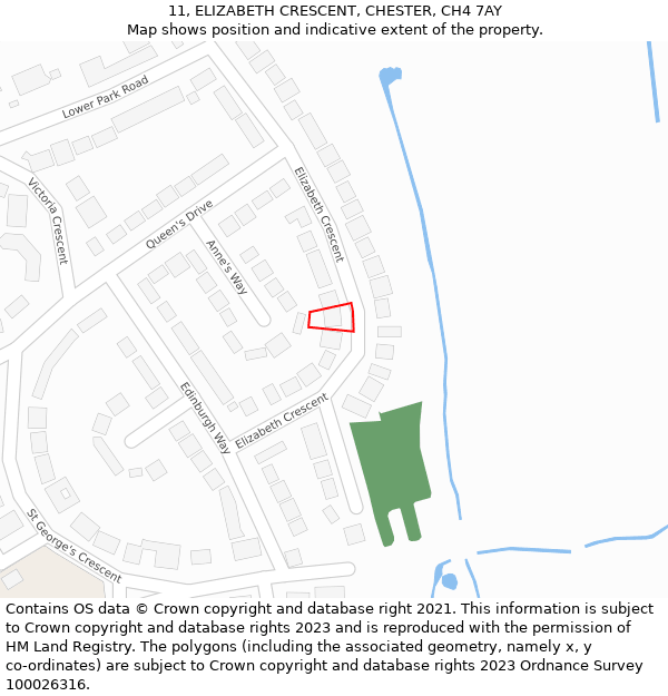 11, ELIZABETH CRESCENT, CHESTER, CH4 7AY: Location map and indicative extent of plot