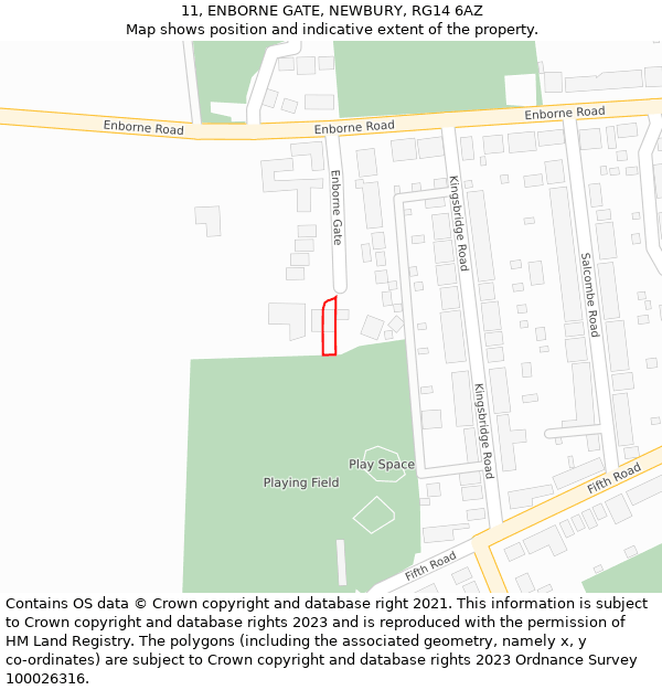 11, ENBORNE GATE, NEWBURY, RG14 6AZ: Location map and indicative extent of plot