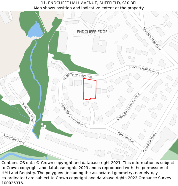 11, ENDCLIFFE HALL AVENUE, SHEFFIELD, S10 3EL: Location map and indicative extent of plot
