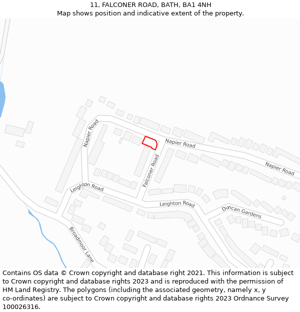11, FALCONER ROAD, BATH, BA1 4NH: Location map and indicative extent of plot