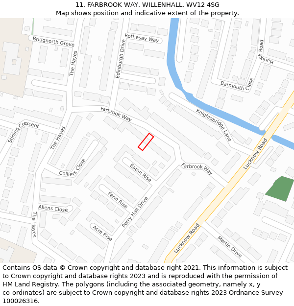 11, FARBROOK WAY, WILLENHALL, WV12 4SG: Location map and indicative extent of plot