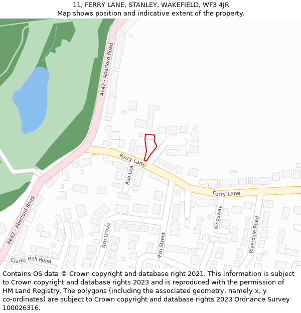 11, FERRY LANE, STANLEY, WAKEFIELD, WF3 4JR: Location map and indicative extent of plot