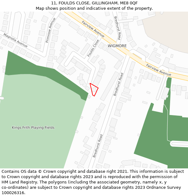 11, FOULDS CLOSE, GILLINGHAM, ME8 0QF: Location map and indicative extent of plot