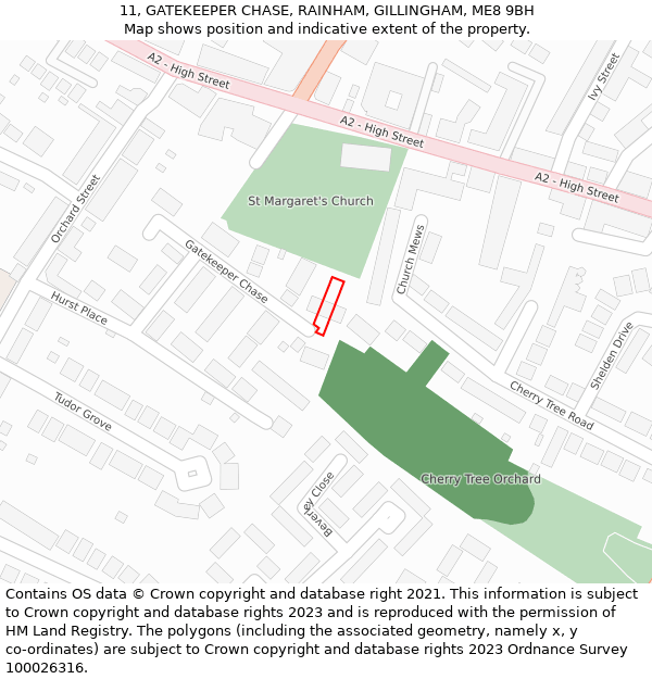 11, GATEKEEPER CHASE, RAINHAM, GILLINGHAM, ME8 9BH: Location map and indicative extent of plot