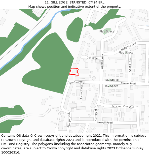 11, GILL EDGE, STANSTED, CM24 8RL: Location map and indicative extent of plot