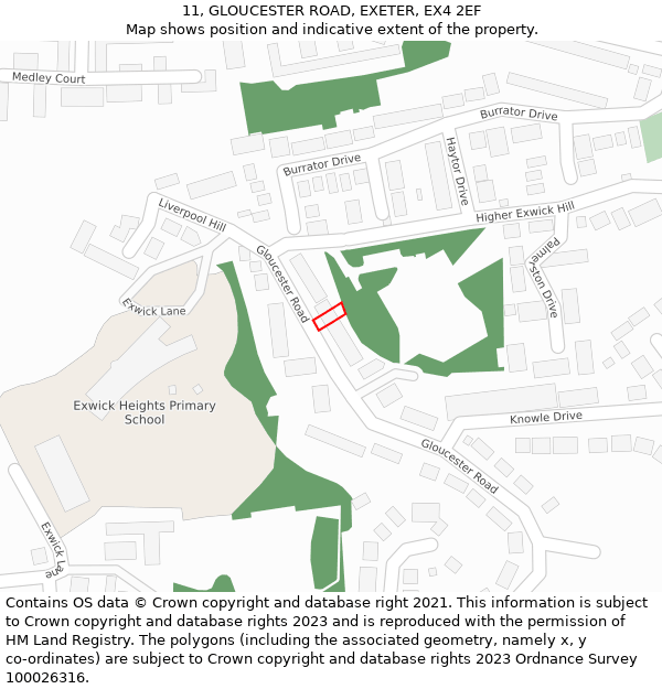 11, GLOUCESTER ROAD, EXETER, EX4 2EF: Location map and indicative extent of plot