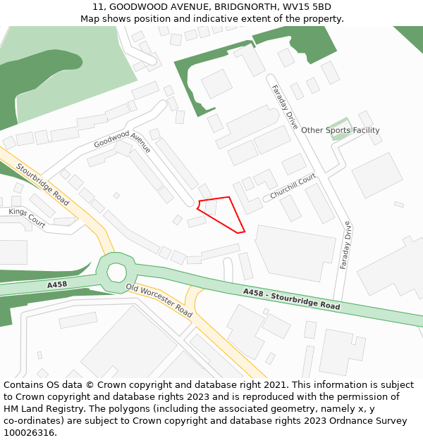 11, GOODWOOD AVENUE, BRIDGNORTH, WV15 5BD: Location map and indicative extent of plot