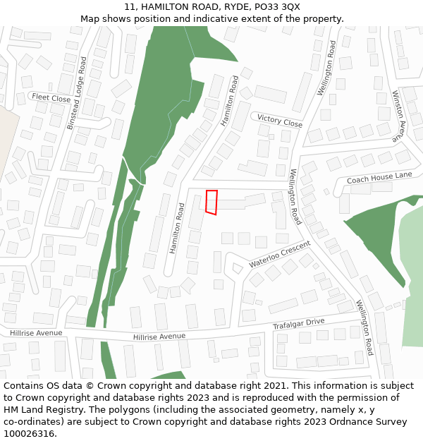 11, HAMILTON ROAD, RYDE, PO33 3QX: Location map and indicative extent of plot