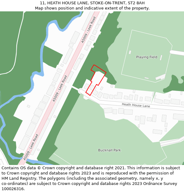 11, HEATH HOUSE LANE, STOKE-ON-TRENT, ST2 8AH: Location map and indicative extent of plot