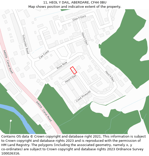 11, HEOL Y DAIL, ABERDARE, CF44 0BU: Location map and indicative extent of plot