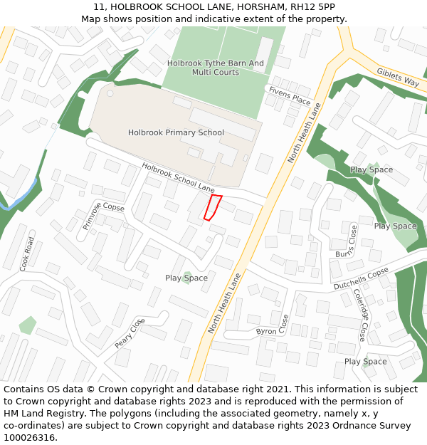 11, HOLBROOK SCHOOL LANE, HORSHAM, RH12 5PP: Location map and indicative extent of plot