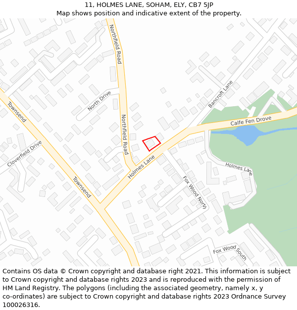 11, HOLMES LANE, SOHAM, ELY, CB7 5JP: Location map and indicative extent of plot