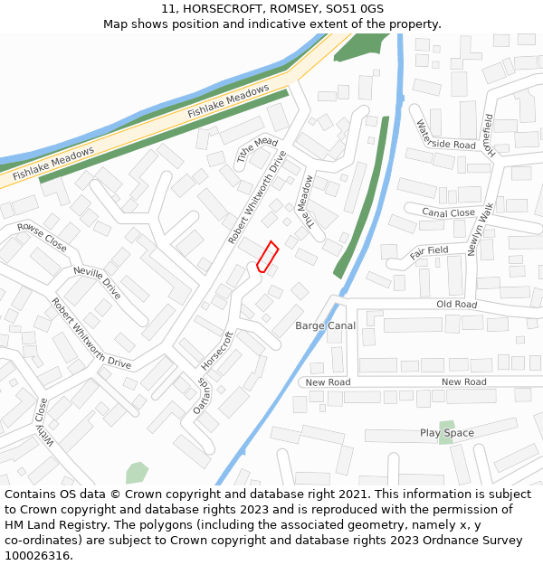 11, HORSECROFT, ROMSEY, SO51 0GS: Location map and indicative extent of plot