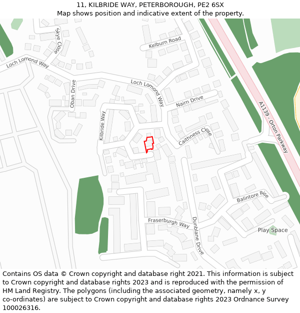 11, KILBRIDE WAY, PETERBOROUGH, PE2 6SX: Location map and indicative extent of plot